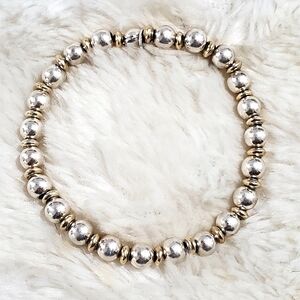 Rare Silpada Sterling Silver and Gold Bead Stretch Bracelet